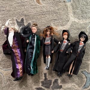 Mattel Harry Pitter Wizarding 5 Dolls Set - Dumbledore, etc Excellent condition.